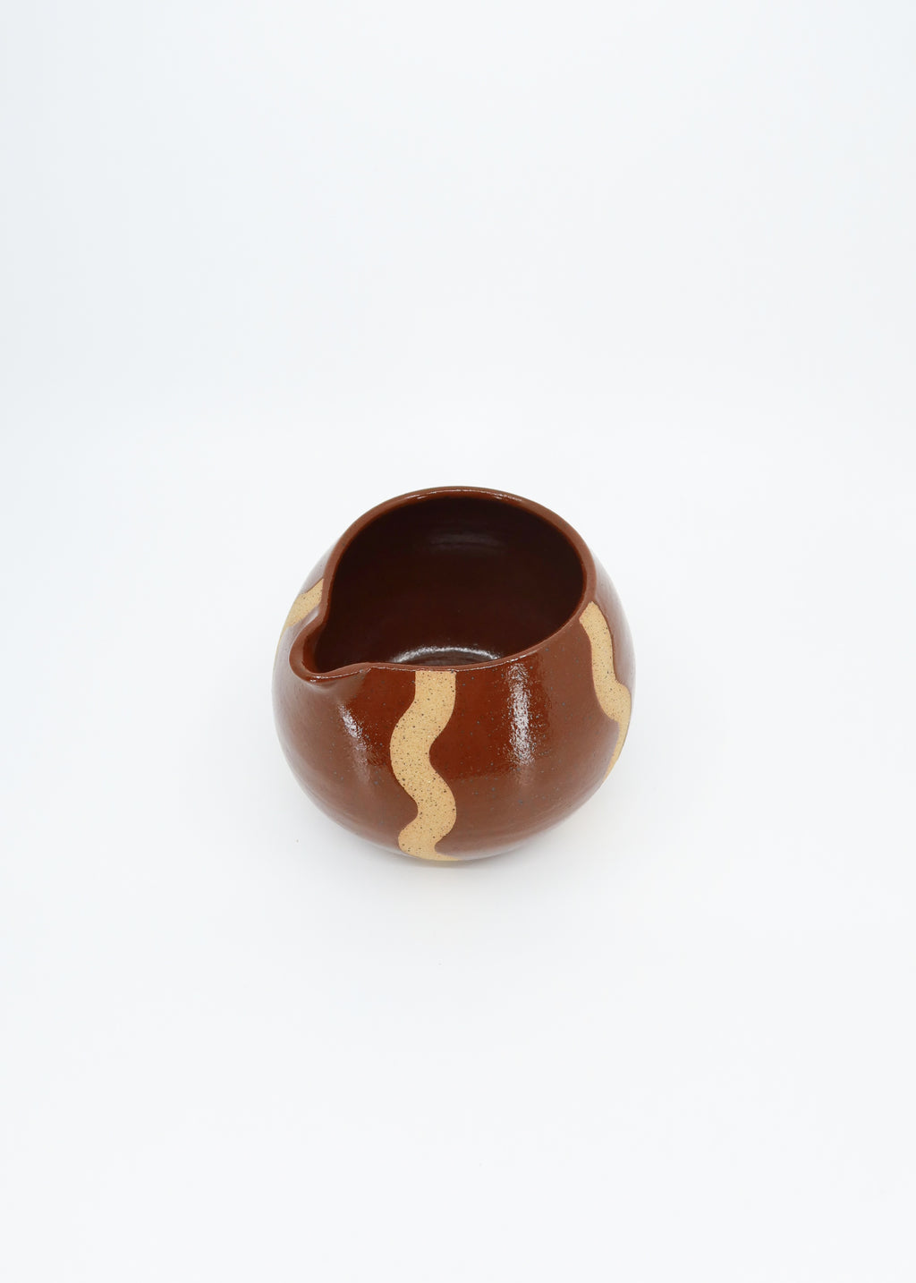 The Ceramic Squiggly Matcha Bowl - Brown