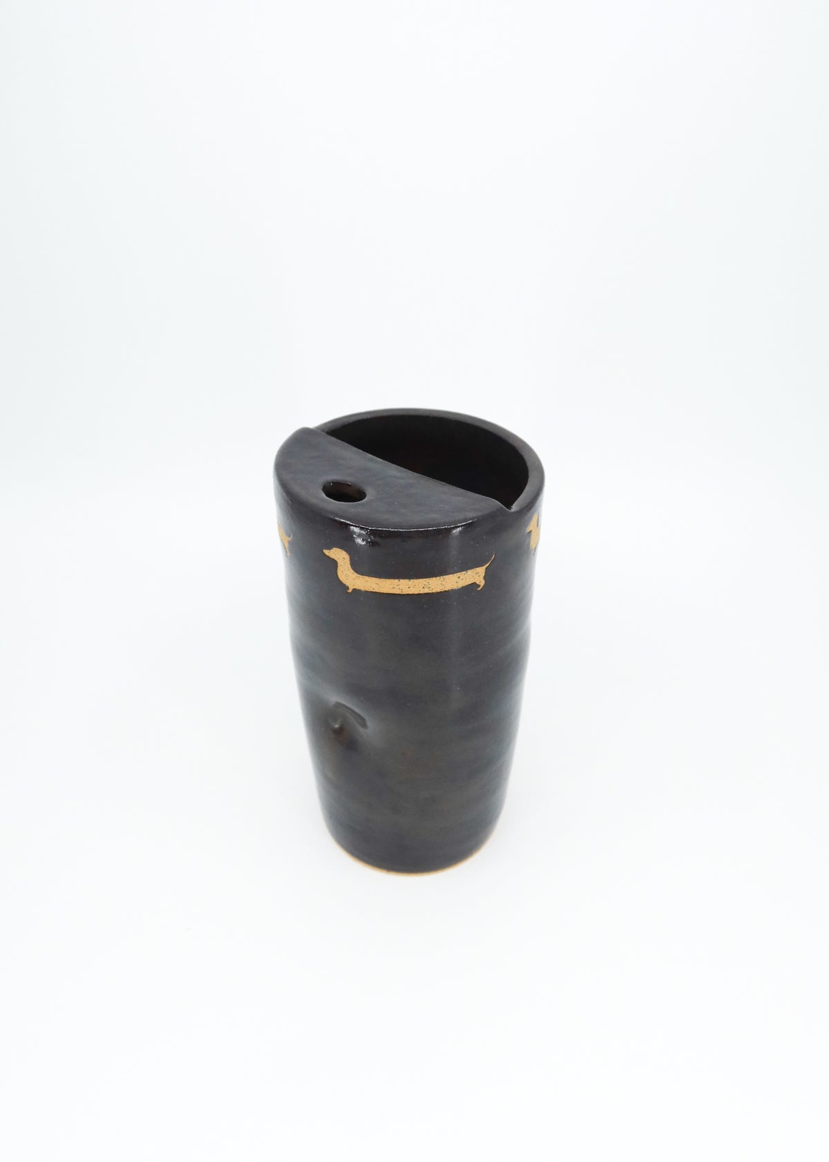 The Ceramic Doxie Travel Mug - Onyx