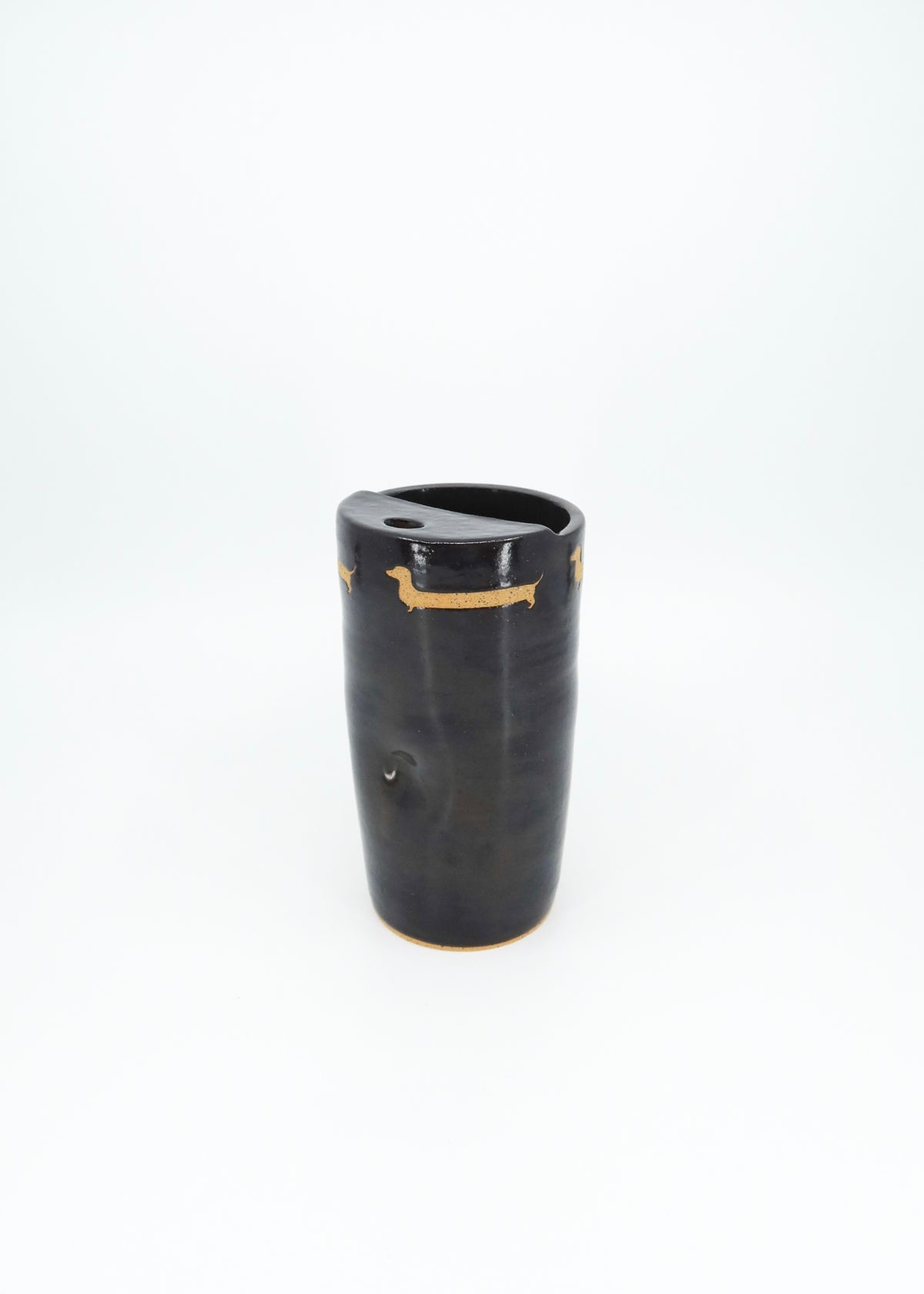 The Ceramic Doxie Travel Mug - Onyx