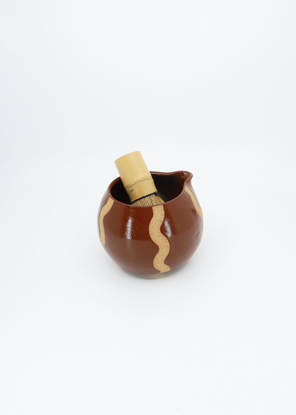 The Ceramic Squiggly Matcha Bowl - Brown
