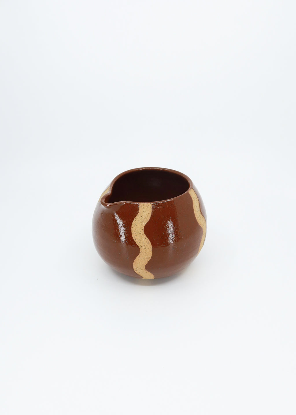 The Ceramic Squiggly Matcha Bowl - Brown